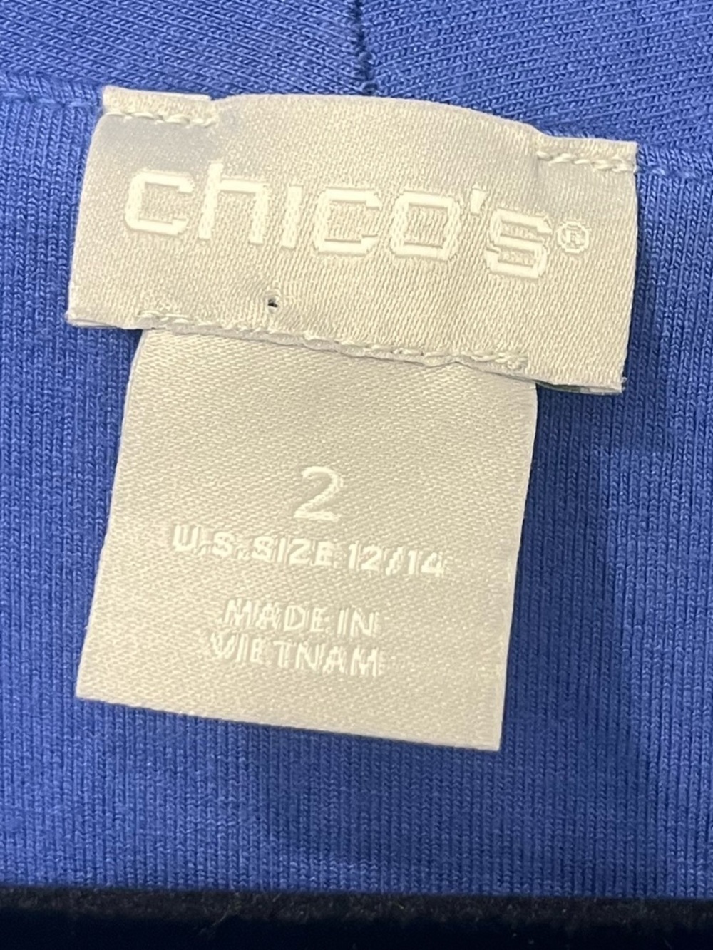 Chicos Classic Blue Dress Pleated Sleeves and Waist Knee Length Pockets Sz 12/14 - Picture 2 of 15